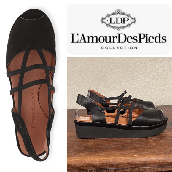 L’Amour Des Pieds Shoes - L’AMOUR DES PIEDS NAPPA LEATHER ADELAIS PLATFORM WEDGE SANDAL